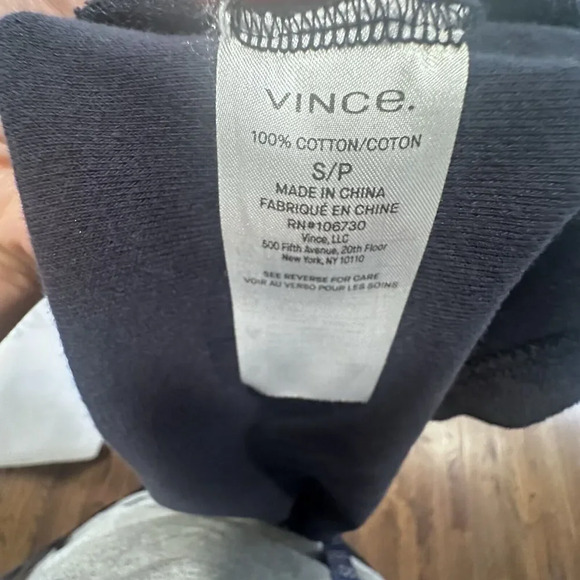 VINCE French Terry Hoodie Womens Small Navy Wide Sleeve Blue Sweatshirt 1280 - Picture 11 of 11